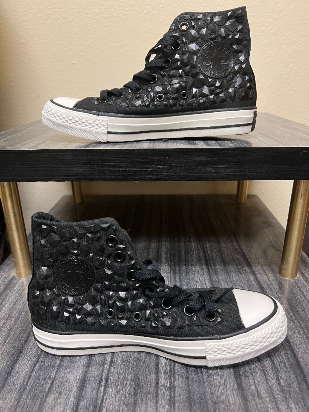 New Studded High Top Black All Star Converse Size 4 Men / 6 Women